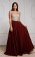 Sequined Plunging Neckine Prom Gown in Burgundy